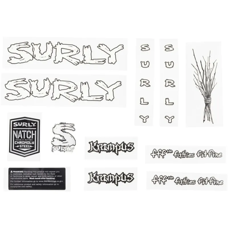 Finale Aktion Surly Krampus Rahmen Aufkleber Set - weiß