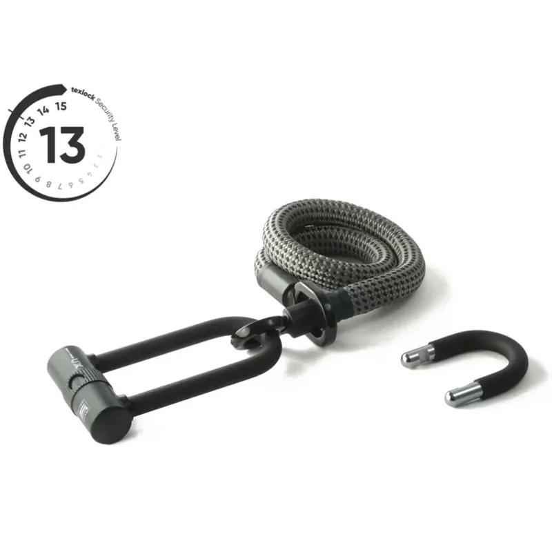 Preisknaller tex–lock eyelet inkl. U/X-lock Bügelschloss - 100cm - electric grey