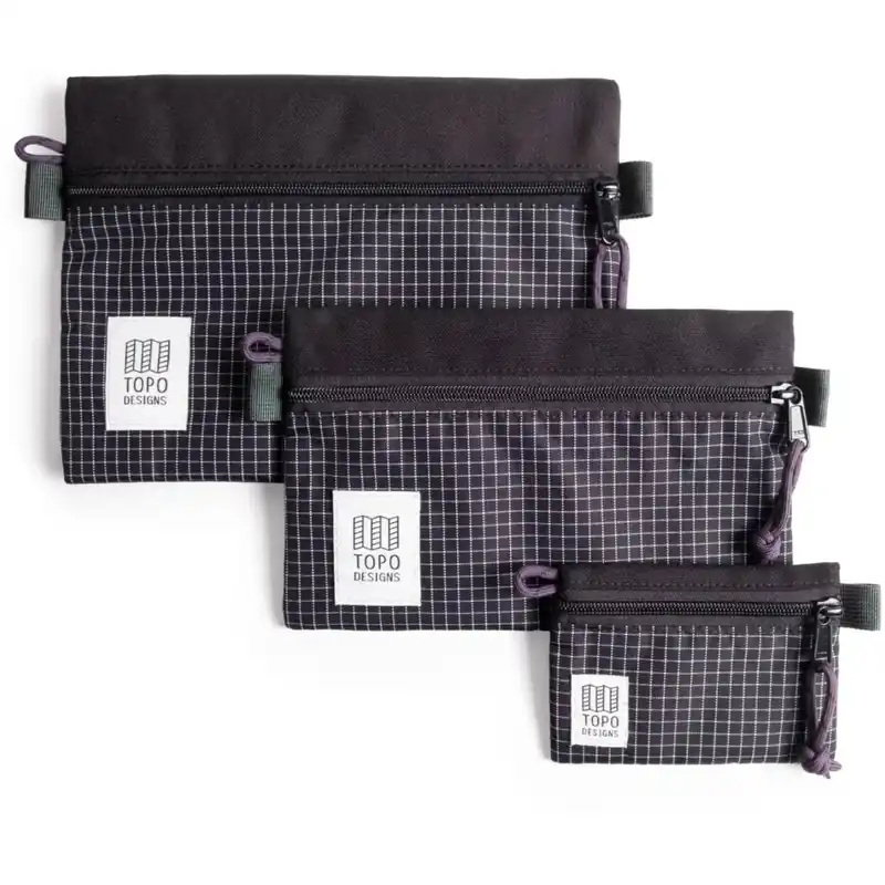 Nur Heute Topo Designs Zubehörtaschen-Set - Black/Grid