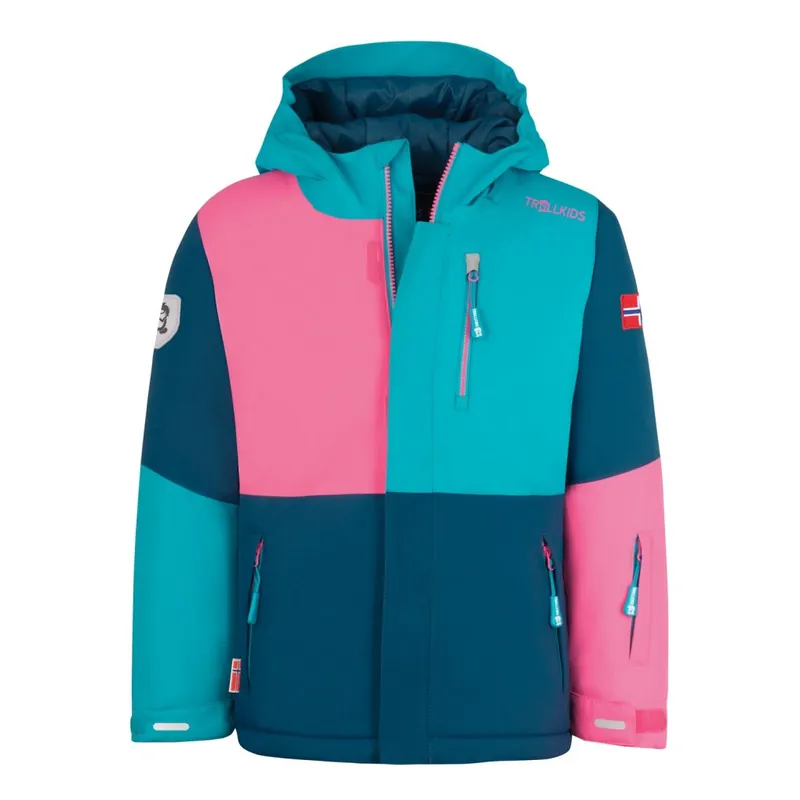 Saisonangebot Trollkids Hallingdal Ski-Jacke Kinder - Dark Turquoise/Madeira Blue/Light Magenta