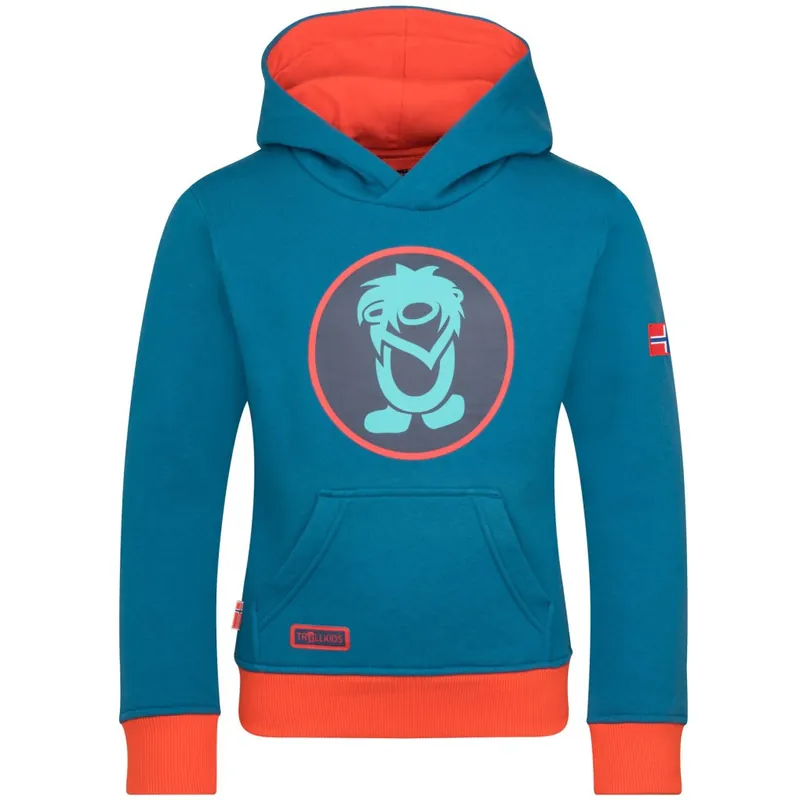 Trollkids Troll Kapuzenpullover Kinder - Summernight Blue/Red Clay Markenprodukt