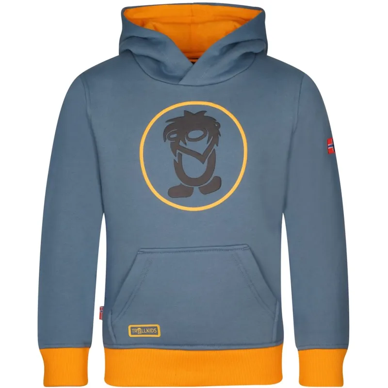 Trollkids Troll Kapuzenpullover Kinder - Steel Blue/Schwarz/Mango Neue Ware