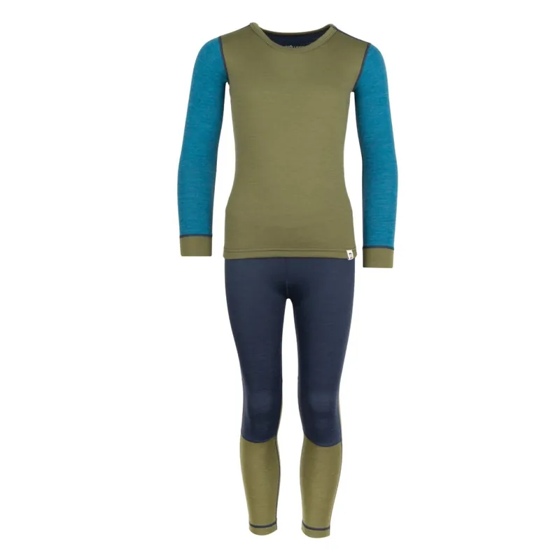 Neue Kollektion Trollkids Merino II Unterwäsche-Set Kinder - Pine Green/Dark Marine Blue
