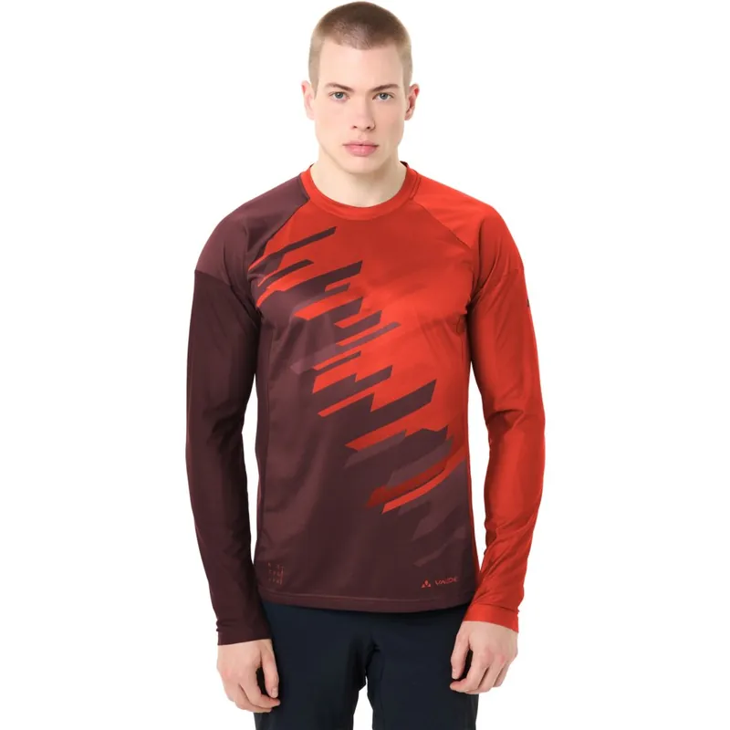 Vaude Moab Langarm T-Shirt VI Herren - glowing red/black Schneller Versand
