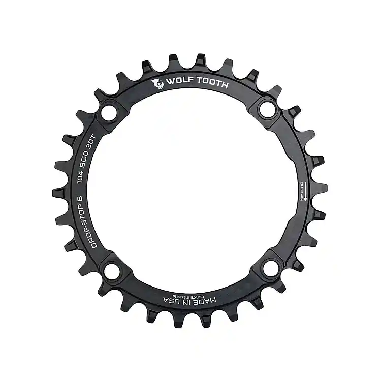 Wochenendangebot Wolf Tooth Kettenblatt 104 BCD 4-Arm Drop Stop B - schwarz