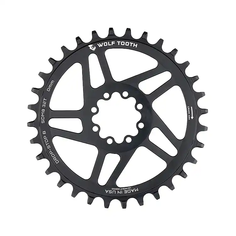 Wolf Tooth Kettenblatt für SRAM 8-Loch Direct Mount Drop Stop B 0mm Offset Boost - schwarz Ausverkauf