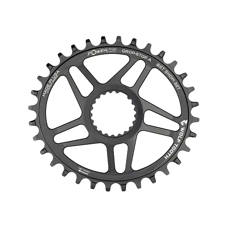 Sofort Bestellen Wolf Tooth PowerTrac Elliptical Kettenblatt für Shimano Direct Mount Oval Drop-Stop B 3mm Offset Boost - 32 Zähne - schwarz