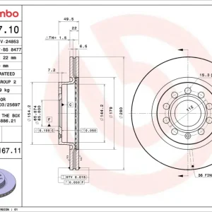 Letzte Chance BREMBO 09.9167.11 - Bremsscheibe - PRIME LINE - UV Coated