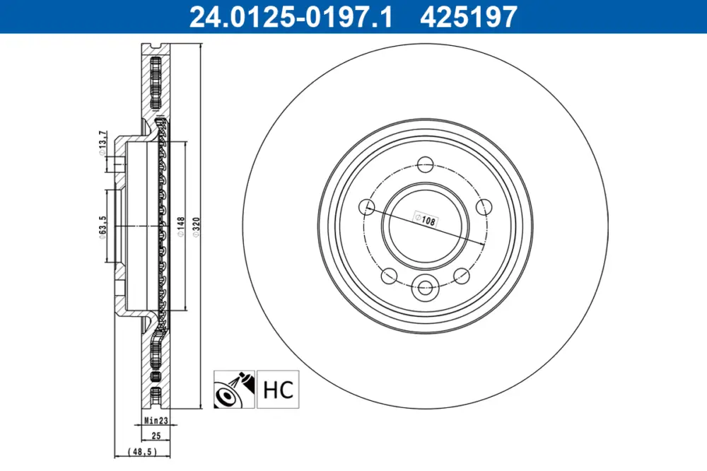 ATE 24.0125-0197.1 - Bremsscheibe Heißes Angebot