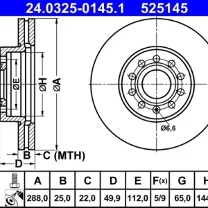 ATE 24.0325-0145.1 - Bremsscheibe - PowerDisc Bestpreis