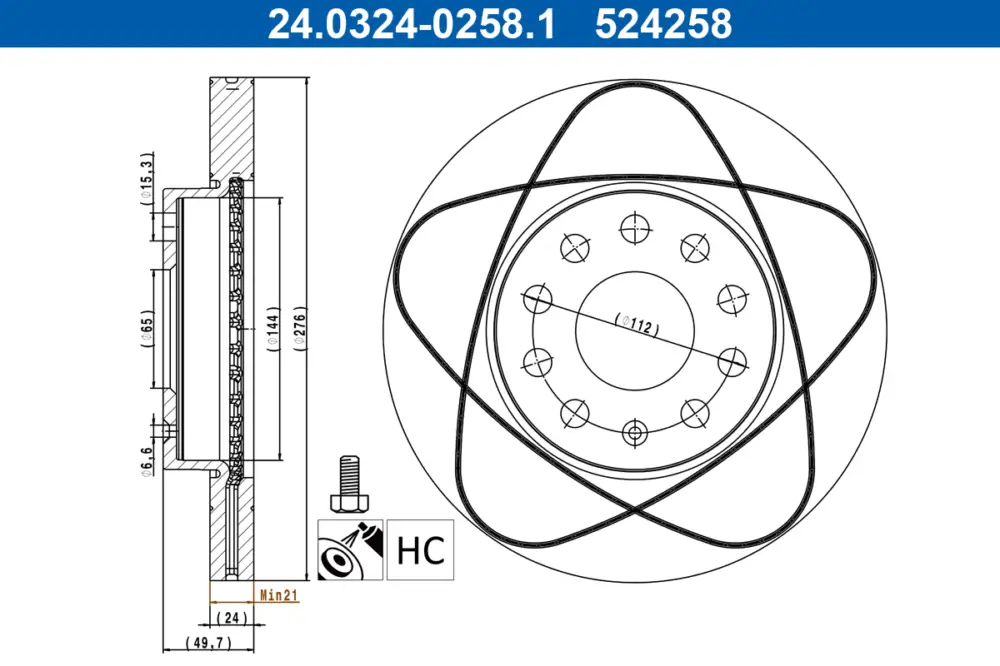 ATE 24.0324-0258.1 - Bremsscheibe - PowerDisc Expressversand