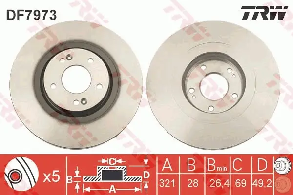 Neu TRW DF7973 - Bremsscheibe