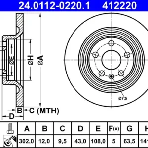 Preisreduziert ATE 24.0112-0220.1 - Bremsscheibe