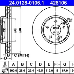 Zertifiziert ATE 24.0128-0106.1 - Bremsscheibe