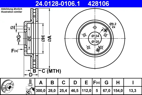 Zertifiziert ATE 24.0128-0106.1 - Bremsscheibe