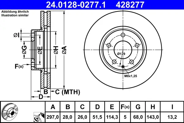 ATE 24.0128-0277.1 - Bremsscheibe Rabatt