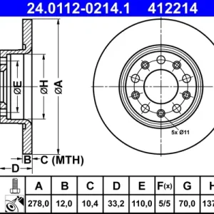 ATE 24.0112-0214.1 - Bremsscheibe Angebot