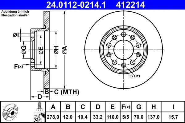 ATE 24.0112-0214.1 - Bremsscheibe Angebot