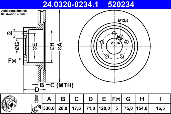 ATE 24.0320-0234.1 - Bremsscheibe - PowerDisc Top-Angebot