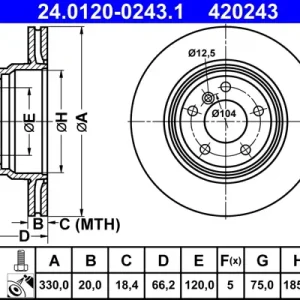 ATE 24.0120-0243.1 - Bremsscheibe Neu