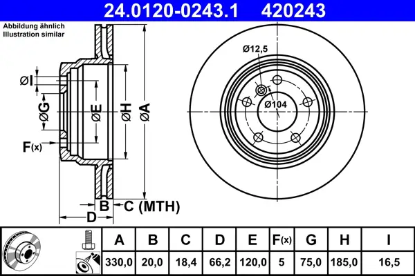 ATE 24.0120-0243.1 - Bremsscheibe Neu