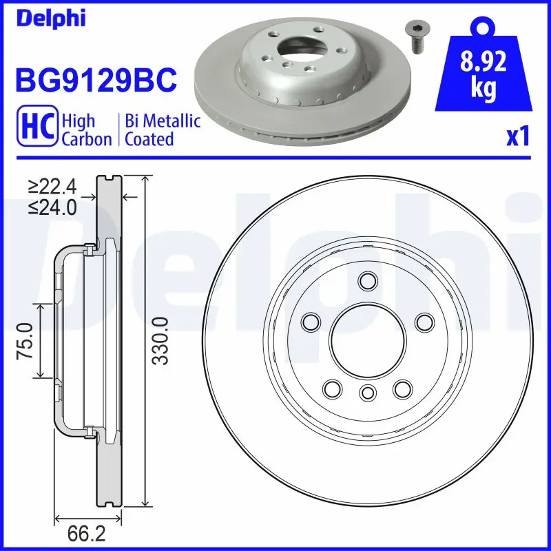 DELPHI BG9129BC - Bremsscheibe Nur Für Kurze Zeit