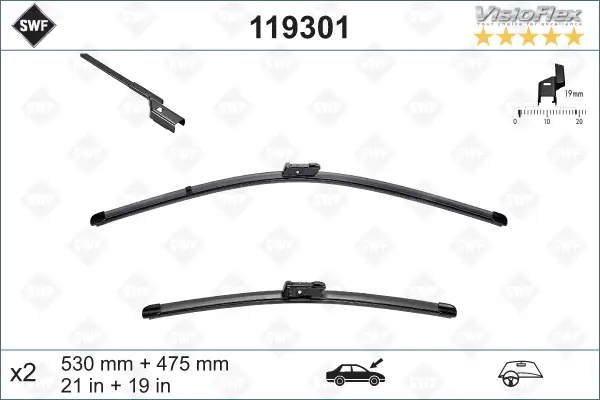 SWF SF301 Scheibenwischer 119301 - DAS ORIGINAL SET530mm / 480mm Nur Für Kurze Zeit