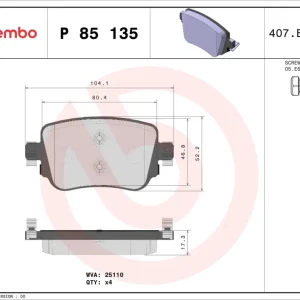 Sofort Bestellen BREMBO P 85 135 - Bremsbelagsatz, Scheibenbremse - PRIME LINE