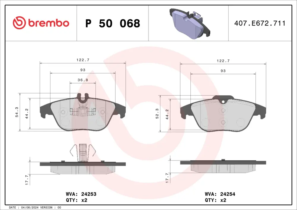 Schnäppchen BREMBO P 50 068 - Bremsbelagsatz, Scheibenbremse - PRIME LINE