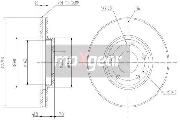 MAXGEAR 19-0951 - Bremsscheibe Highlight