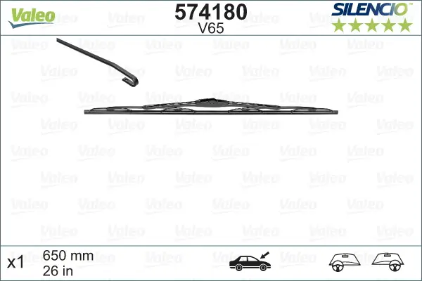 Angebot VALEO V65 Scheibenwischer 574180 - SILENCIO CONVENTIONAL SINGLE