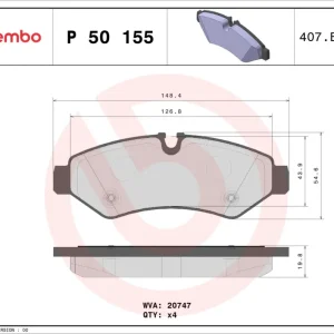 Billig BREMBO P 50 155 - Bremsbelagsatz, Scheibenbremse - PRIME LINE