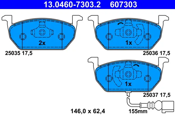 ATE 13.0460-7303.2 - Bremsbelagsatz, Scheibenbremse Neue Kollektion