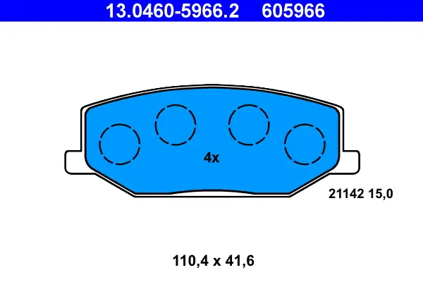 Versand Am Gleichen Tag ATE 13.0460-5966.2 - Bremsbelagsatz, Scheibenbremse