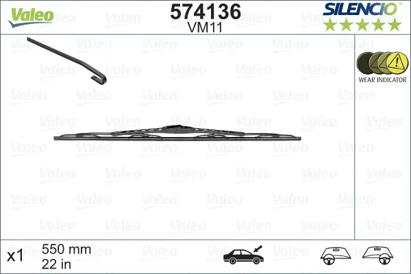 Echt VALEO VM11 Scheibenwischer 574136 - SILENCIO CONVENTIONAL SINGLE