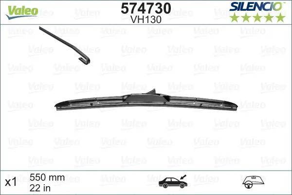 VALEO VH130 Scheibenwischer 574730 - SILENCIO HYBRID SINGLE Solange Der Vorrat Reicht