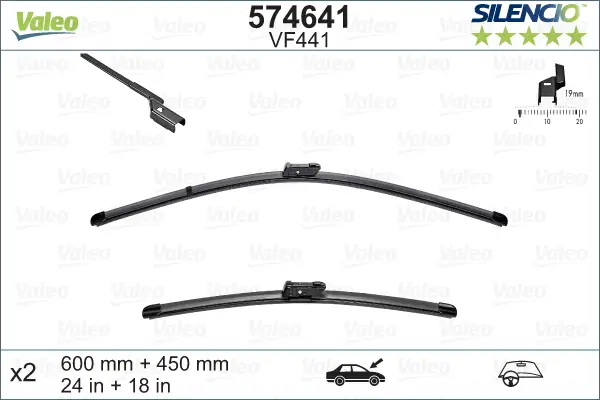 VALEO VF441 Scheibenwischer 574641 - SILENCIO FLAT BLADE SET600mm / 450mm Expressversand