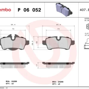 Echt BREMBO P 06 052 - Bremsbelagsatz, Scheibenbremse - PRIME LINE