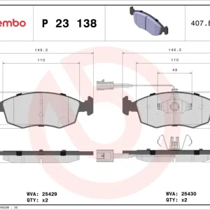 Top-Preis BREMBO P 23 138 - Bremsbelagsatz, Scheibenbremse - PRIME LINE