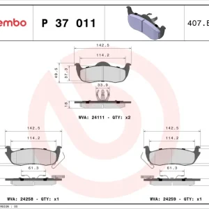 BREMBO P 37 011 - Bremsbelagsatz, Scheibenbremse - PRIME LINE Sichere Zahlung