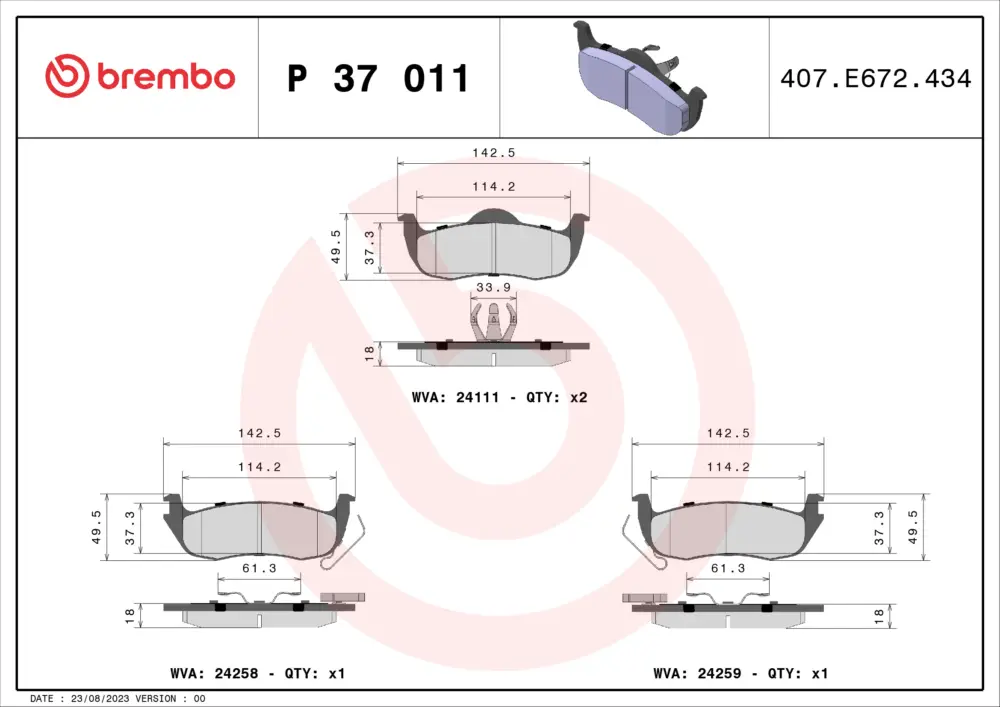 BREMBO P 37 011 - Bremsbelagsatz, Scheibenbremse - PRIME LINE Sichere Zahlung
