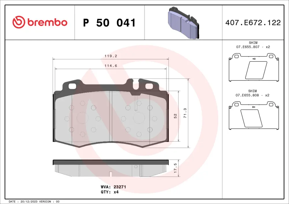 BREMBO P 50 041 - Bremsbelagsatz, Scheibenbremse - PRIME LINE Sofort Bestellen