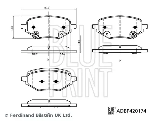 BLUE PRINT ADBP420174 - Bremsbelagsatz, Scheibenbremse Markenware