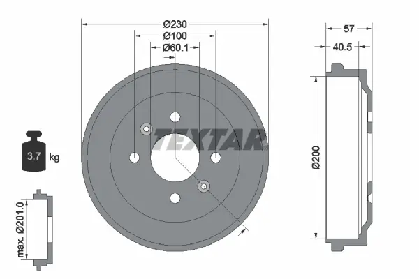 Bestseller TEXTAR 94047100 - Bremstrommel
