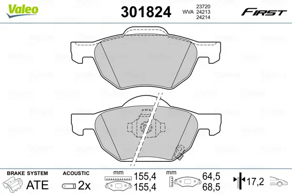VALEO 301824 - Bremsbelagsatz, Scheibenbremse - FIRST Saisonangebot