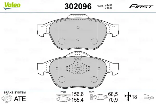 VALEO 302096 - Bremsbelagsatz, Scheibenbremse - FIRST Aktuell