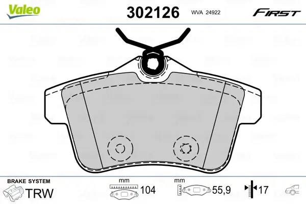 VALEO 302126 - Bremsbelagsatz, Scheibenbremse - FIRST Neue Kollektion