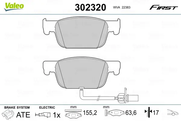 VALEO 302320 - Bremsbelagsatz, Scheibenbremse - FIRST Top-Preis