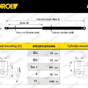 Garantierte Lieferung MONROE ML5517 - Gasfeder, Motorhaube - MONROE MaxLift