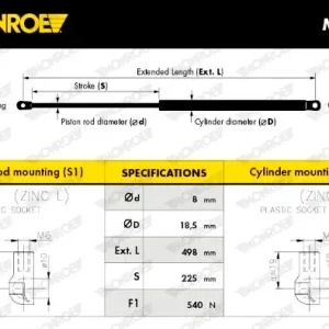 MONROE ML5592 - Gasfeder, Koffer-/Laderaum - MONROE MaxLift Markenware